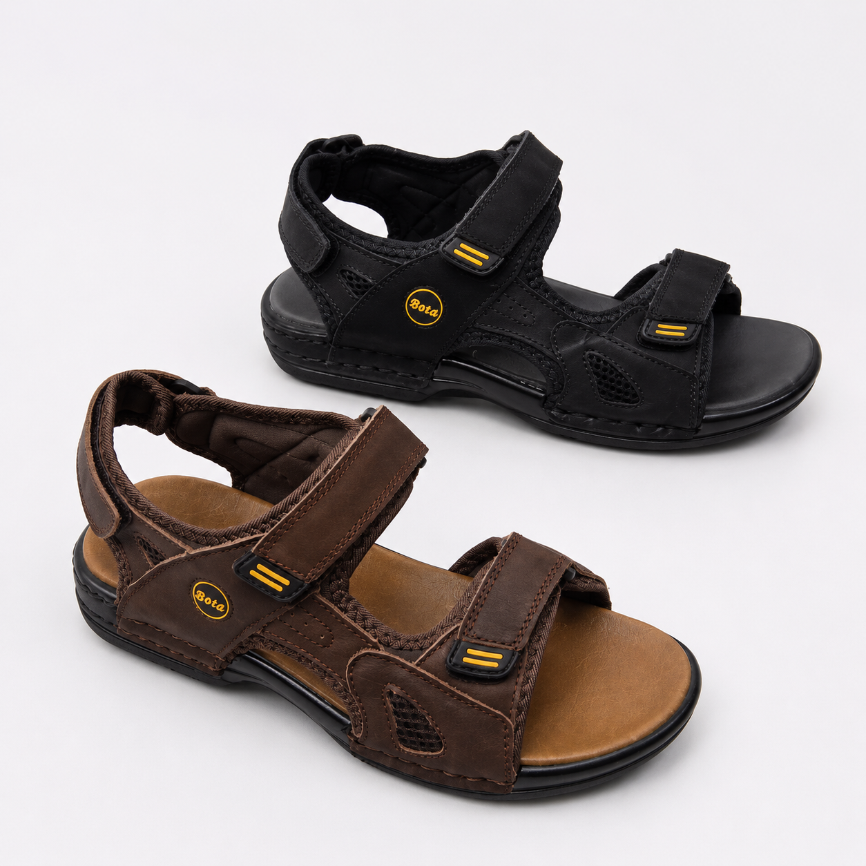 Мужские сандалии Bota — чёрные и коричневые, удобные летние