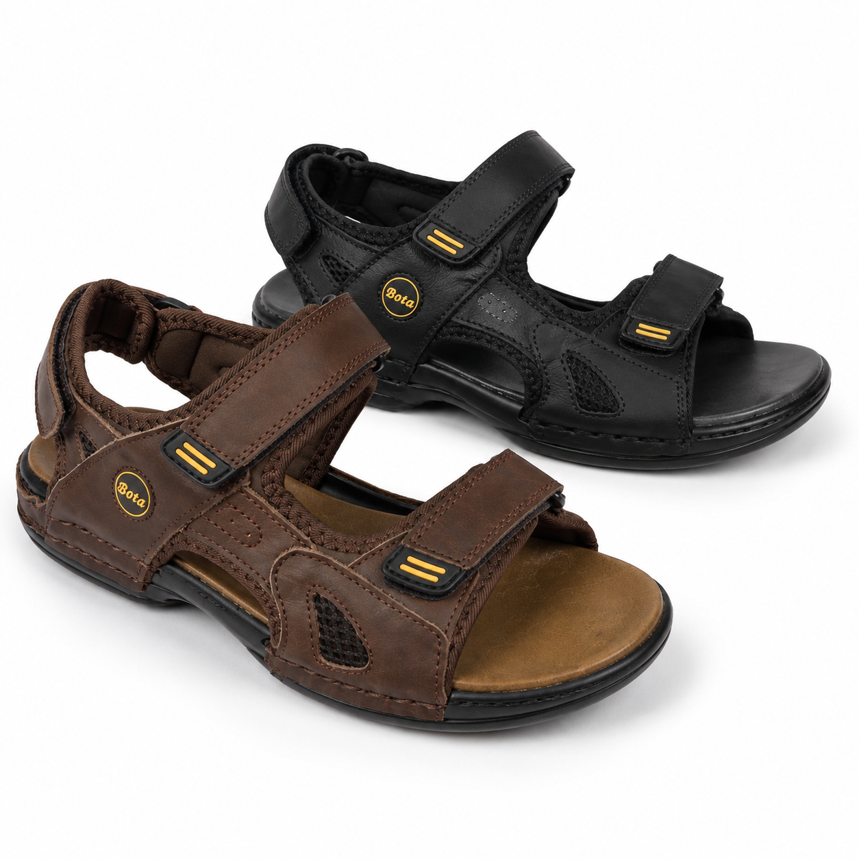 Мужские сандалии Bota — чёрные и коричневые, удобные летние, фото 5