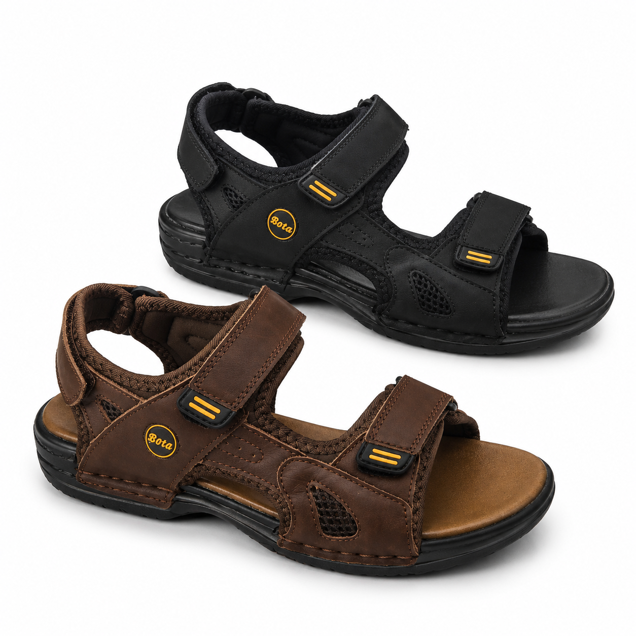 Мужские сандалии Bota — чёрные и коричневые, удобные летние, фото 2